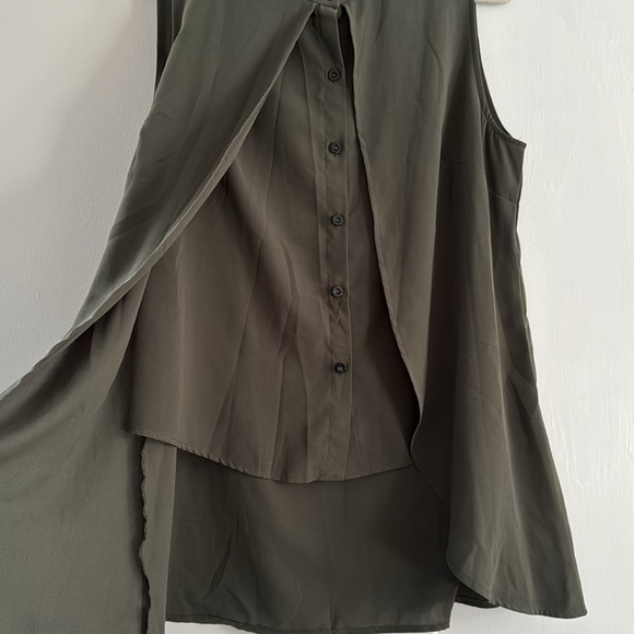 SHEIN Curve 0XL Moss button up tank with flyaway sides - Picture 2 of 4